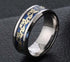 Men 8mm Tungsten Beveled Edges Silver & Blue Celtic Gold Dragon Comfort-Fit Band